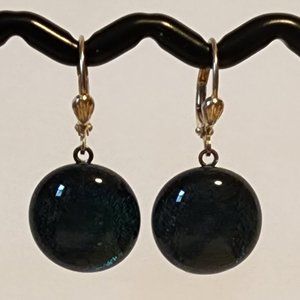 Allie Cat Dichroic Glass Leverback Earrings